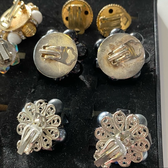 Lot Of Vintage Clip On Earrings 9 Pairs - Picture 9 of 15